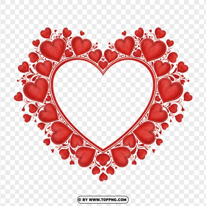 Heart Frame Clipart With Detailed Red Hearts PNG Transparent Background