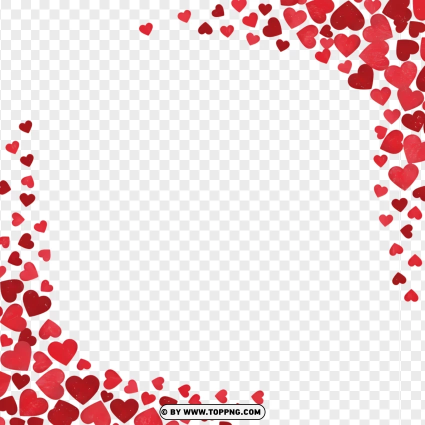 Heart Border For Photo Editing With Soft Red Hearts PNG Transparent Background