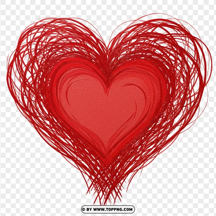 Hand-drawn Heart Artwork With Abstract Sketch PNG Transparent Background