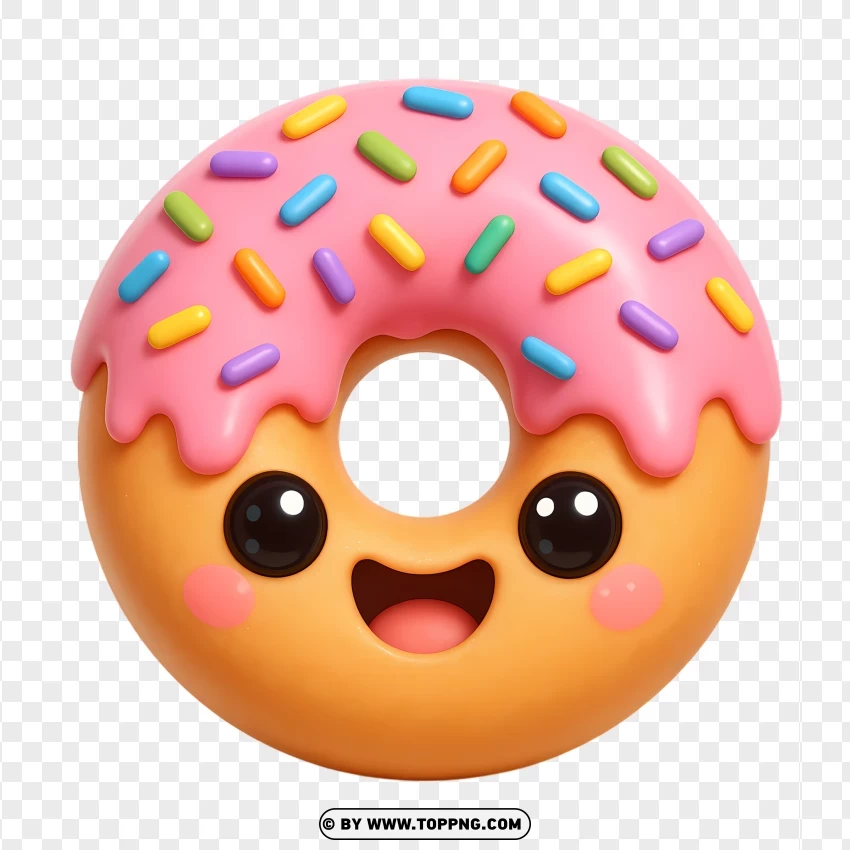 Cute Pink Donut With Sprinkles PNG Transparent Background