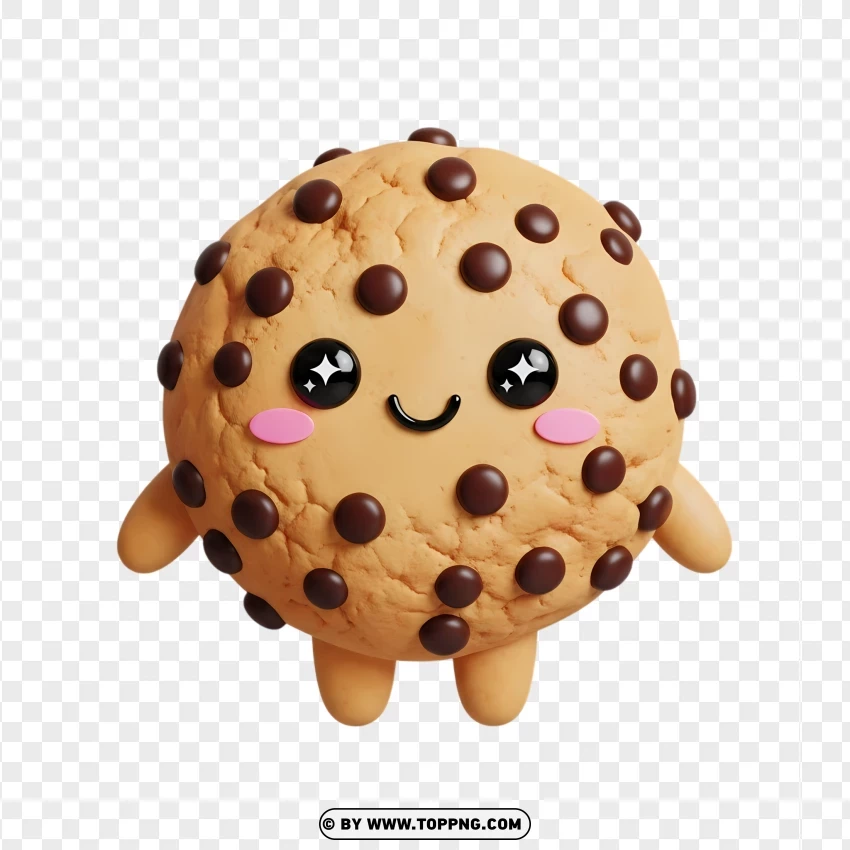 Cute Kawaii Chocolate Chip Cookie With Arms And Legs PNG Transparent Background