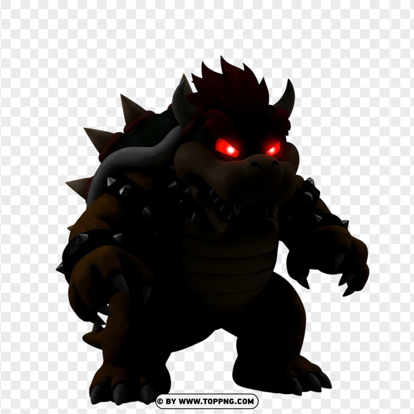 Dark Shadow Bowser With Glowing Red Eyes Illustration PNG Transparent Background