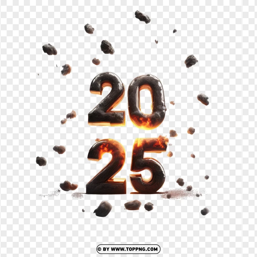 Dynamic 2025 Explosion Scene With Smoke And Fire PNG Transparent Background