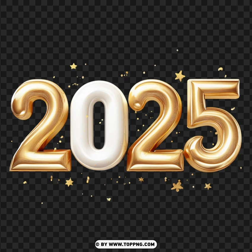 Black And Gold 2025 Numbers With Sparkling Details PNG Transparent Background