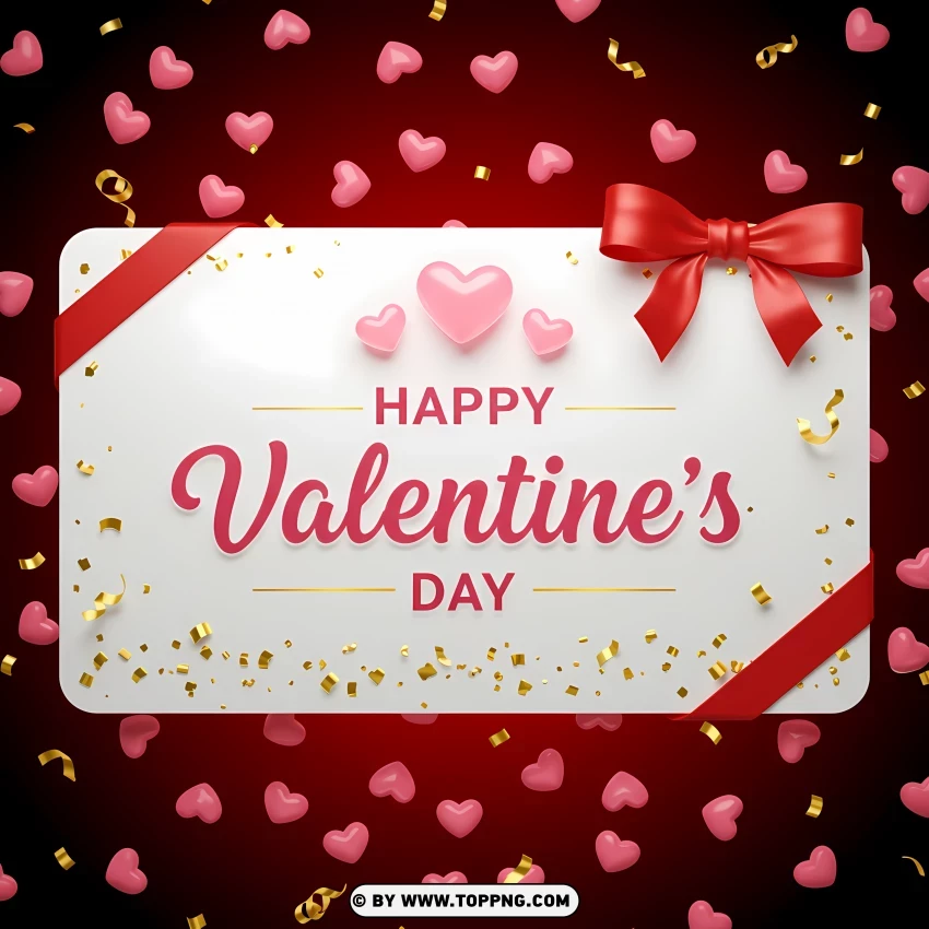 Hd Happy Valentines Day Card With Bow PNG Transparent Background