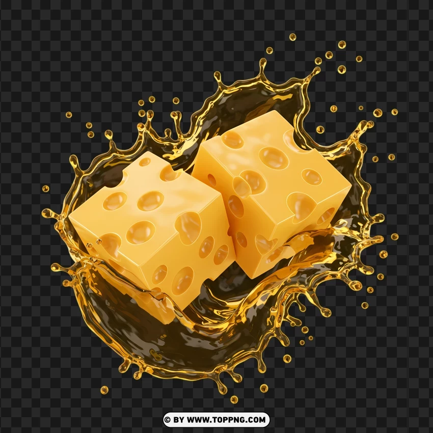 Realistic Cheese Explosion With Golden Texture PNG Transparent Background