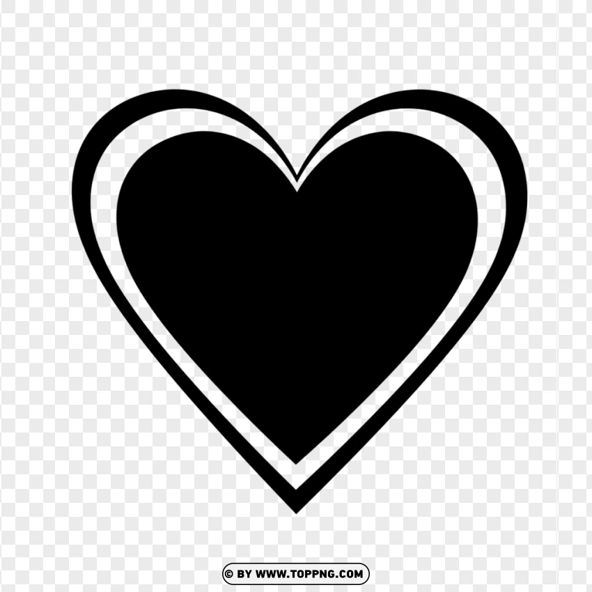 Bold Black Heart Shape Coloring Page PNG Transparent Background