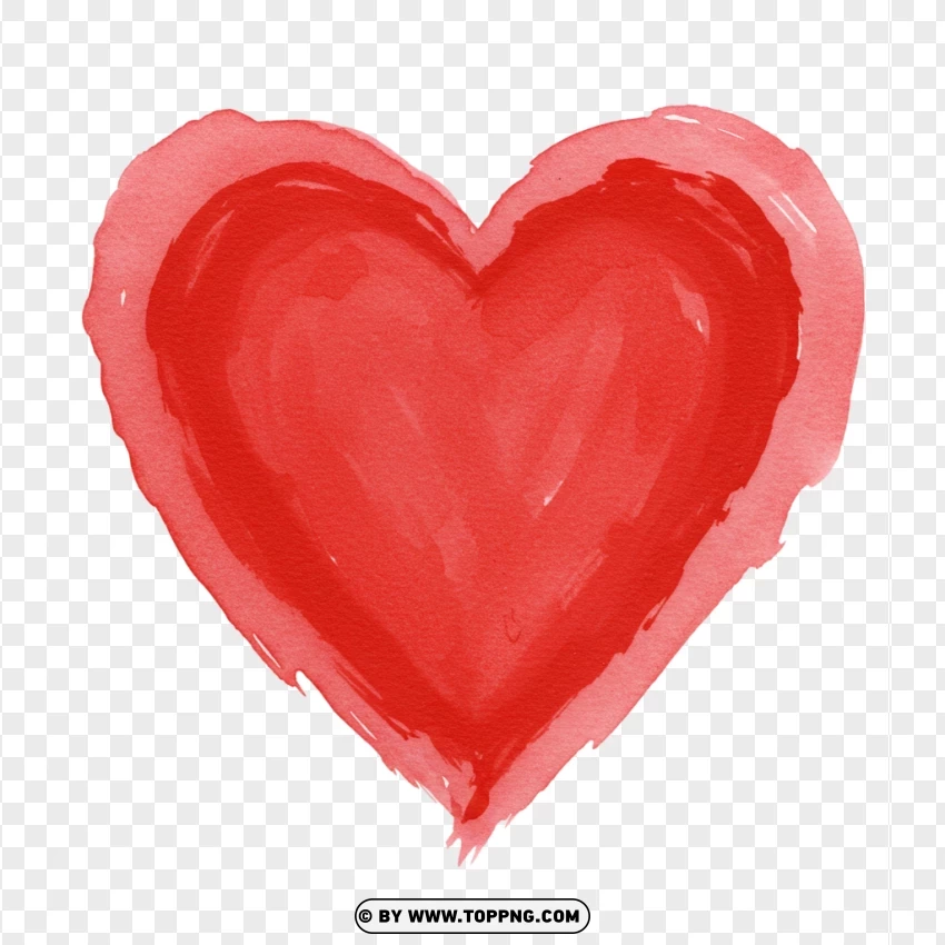 Heart Poster Art With Watercolor Style PNG Transparent Background