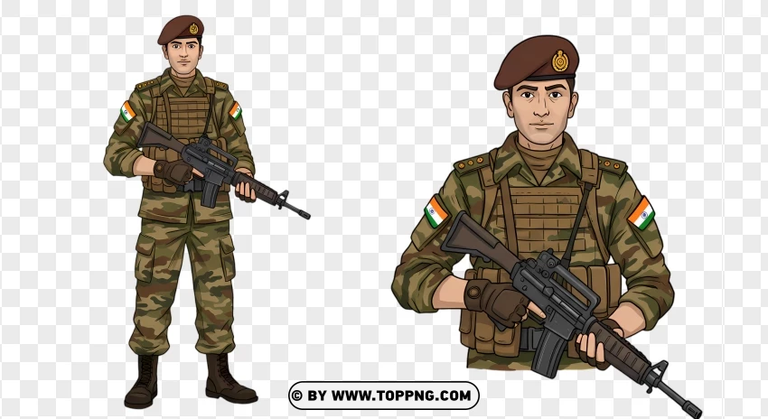 Indian Soldiers Standing Clipart PNG Transparent Background