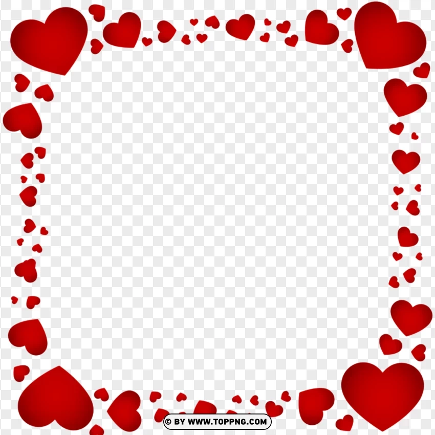 Romantic Heart Border Design With Clear PNG Transparent Background