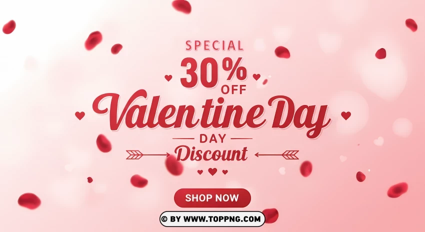 Special 30% Off Valentines Day Offer Poster PNG Transparent Background