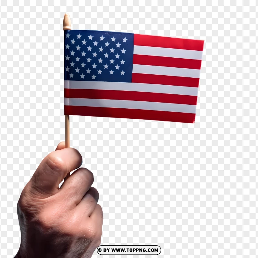 Close-up Of Hand Holding American Flag PNG Transparent Background