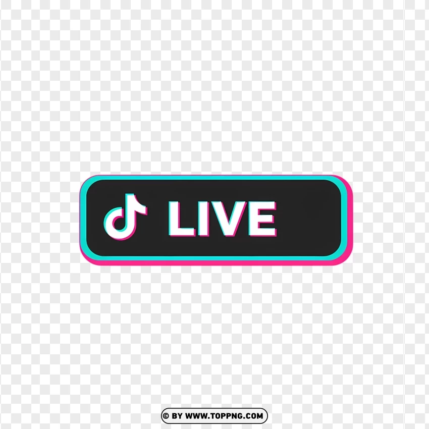 Tiktok Live Rectangle Button PNG Transparent Background