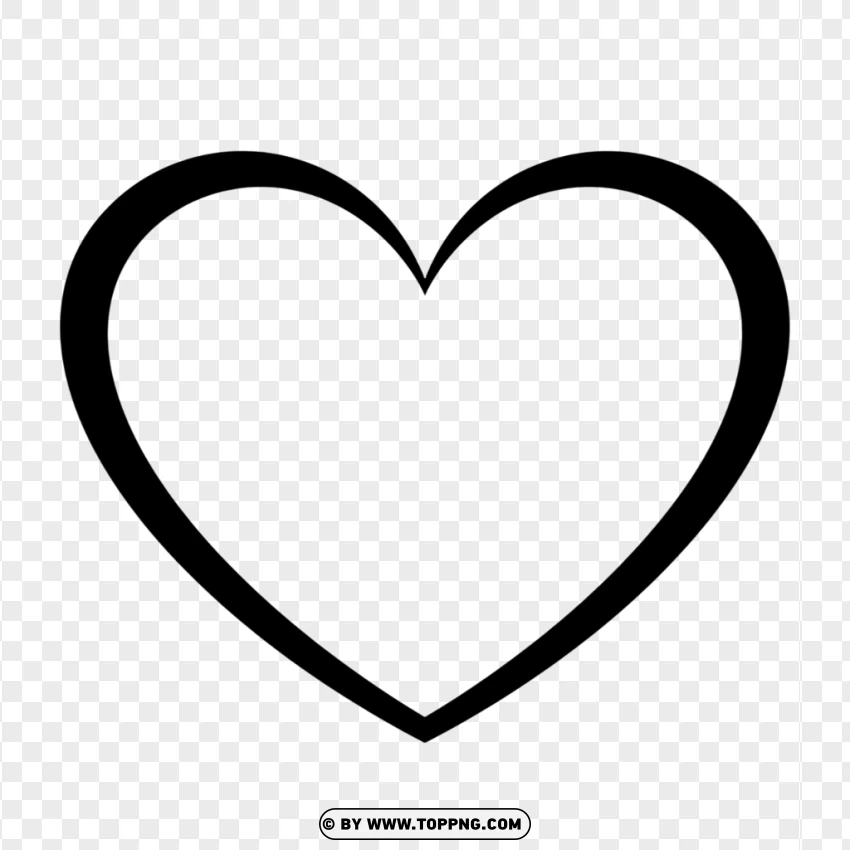 Heart Shape Coloring Sheet With Thick Black Outline PNG Transparent Background