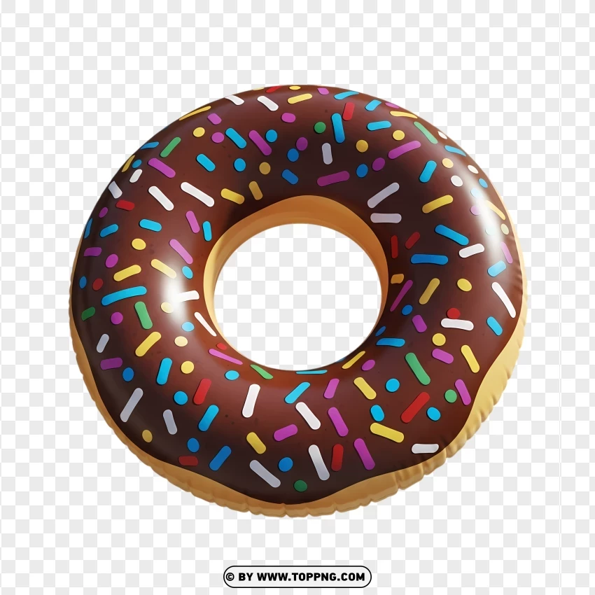 Chocolate Donut Pool Float With Rainbow Sprinkles PNG Transparent Background