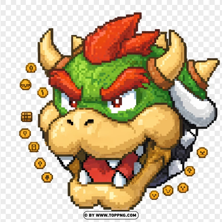 Mini Bowser Face With Festive Decoration Vector PNG Transparent Background