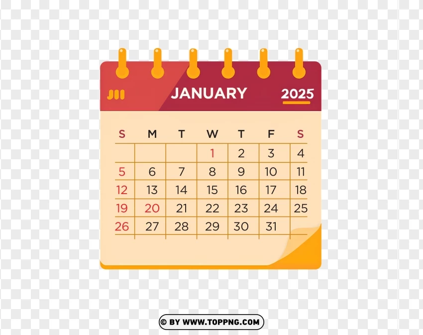 January 2025 Calendar PNG Transparent Background