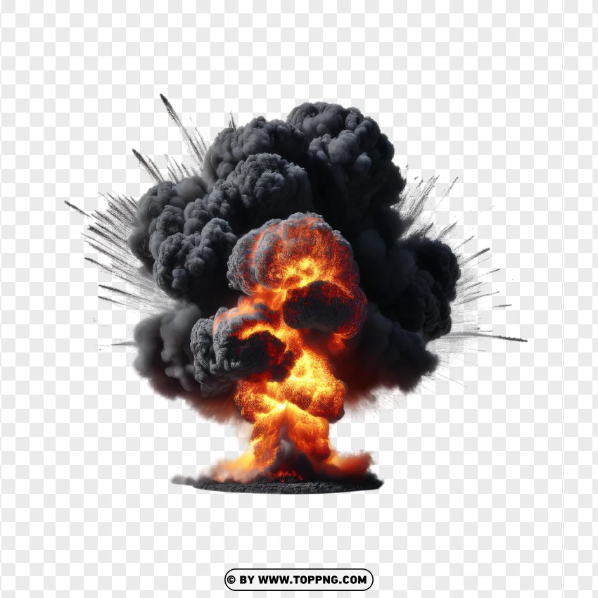 Massive Fireball Explosion Image With Thick Smoke PNG Transparent Background