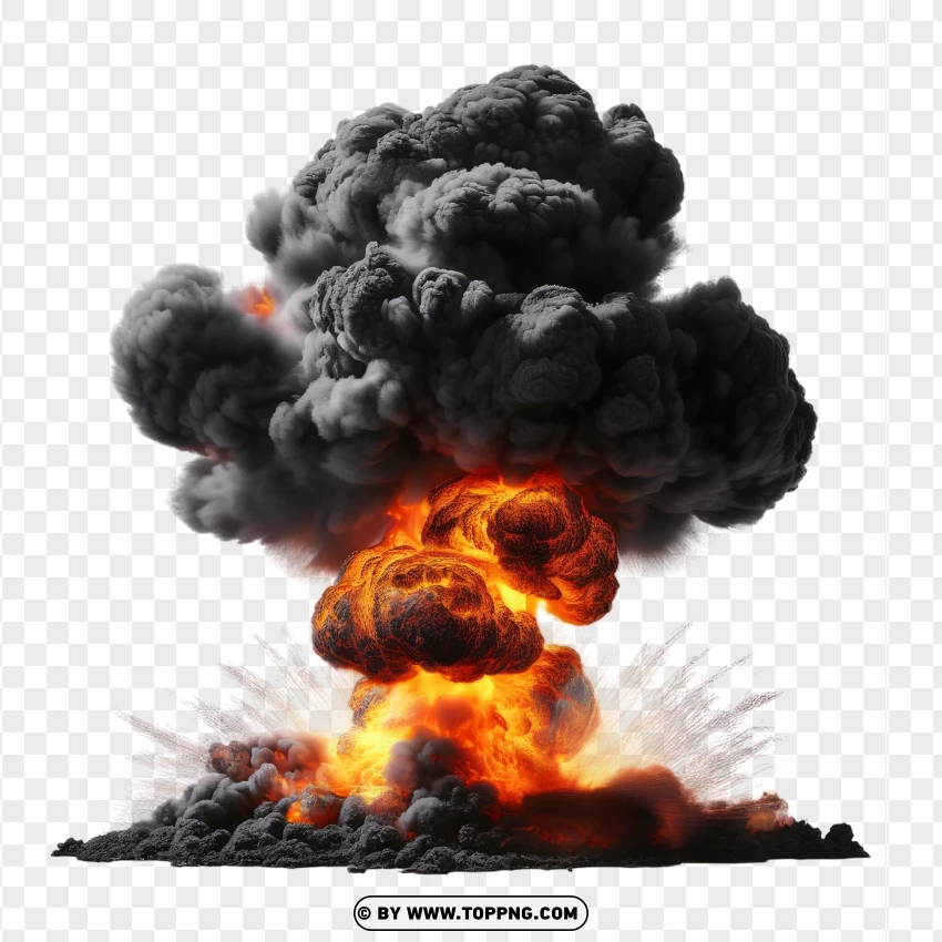 Smoke Explosion With Bright Flames PNG Transparent Background