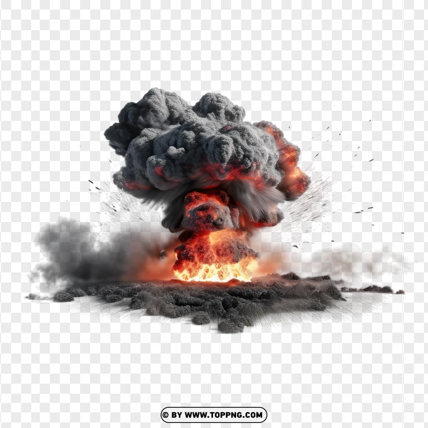 Large Fireball With Black Smoke PNG Transparent Background