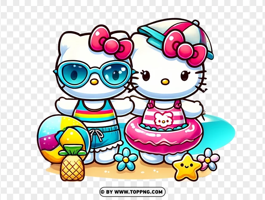 Hello Kitty With Summer Accessories PNG Transparent Background