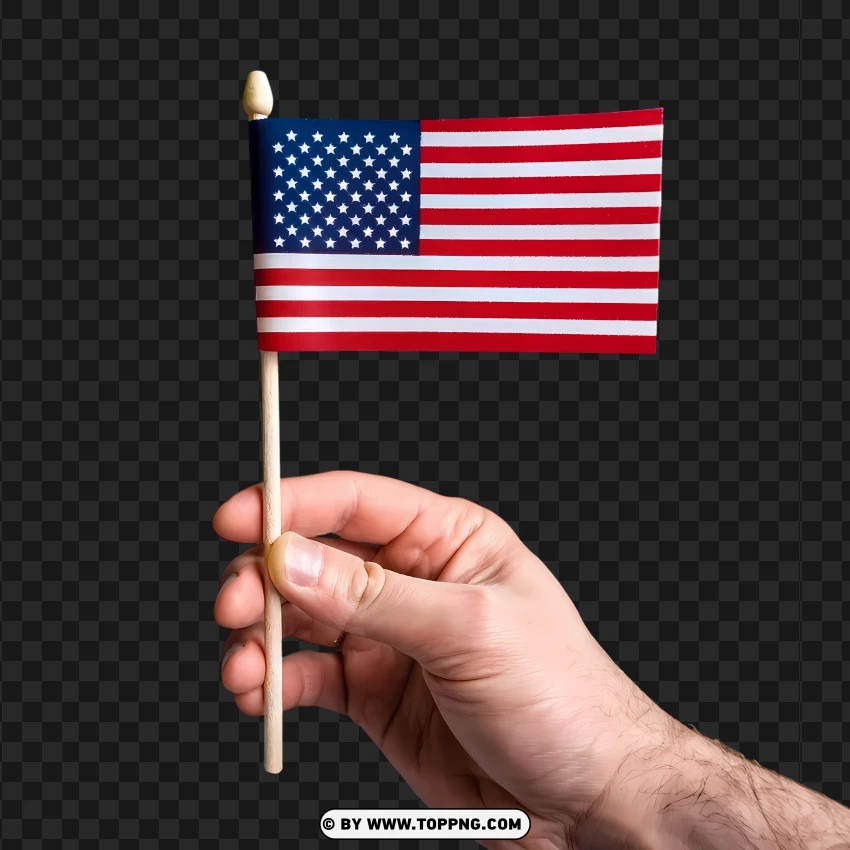 Hand Holding A Small Usa Flag Sticker PNG Transparent Background