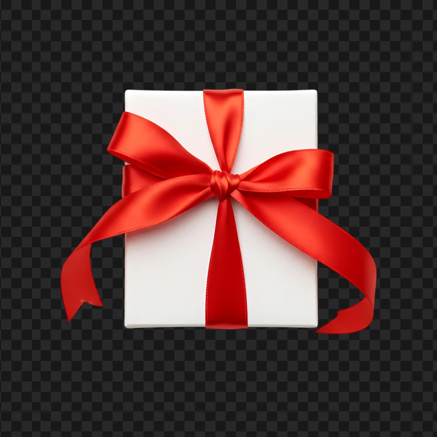 Hd Red Ribbon Gift Bow On A White Present PNG Transparent Background