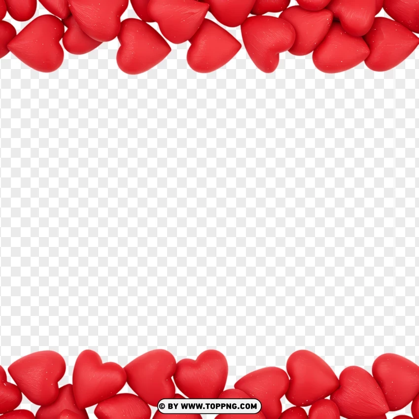 Heart Border With Red Floating Hearts PNG Transparent Background