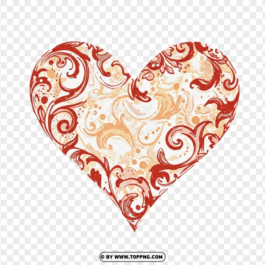 Decorative Heart Painting Art With Gold Accents PNG Transparent Background