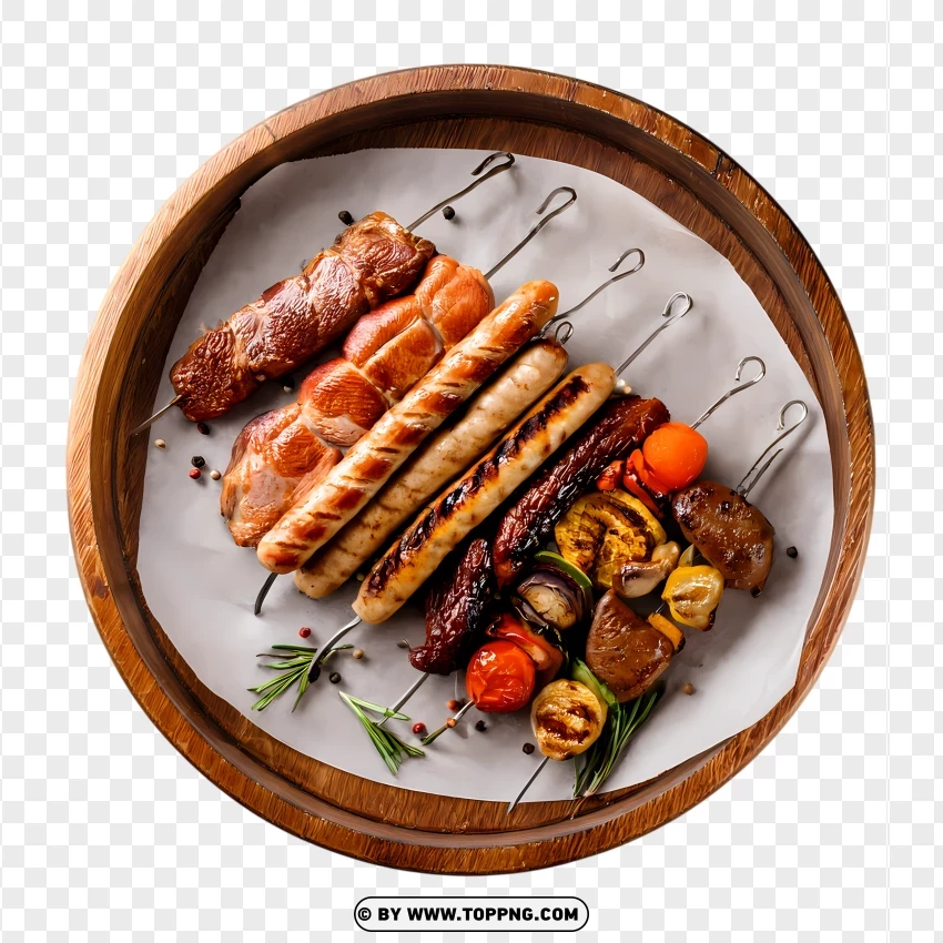 Grilled Chicken Skewers With Roasted Veggies PNG Transparent Background