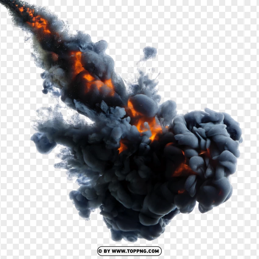 Dynamic Explosion With Fire And Black Smoke Effect PNG Transparent Background