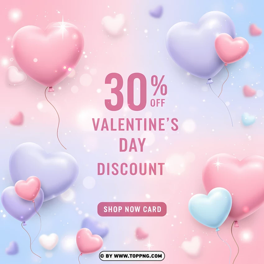 Valentines Day Discount 30% Off Design PNG Transparent Background