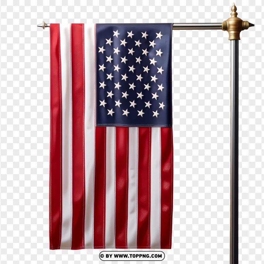 American Flag With Gold-tipped Pole PNG Transparent Background