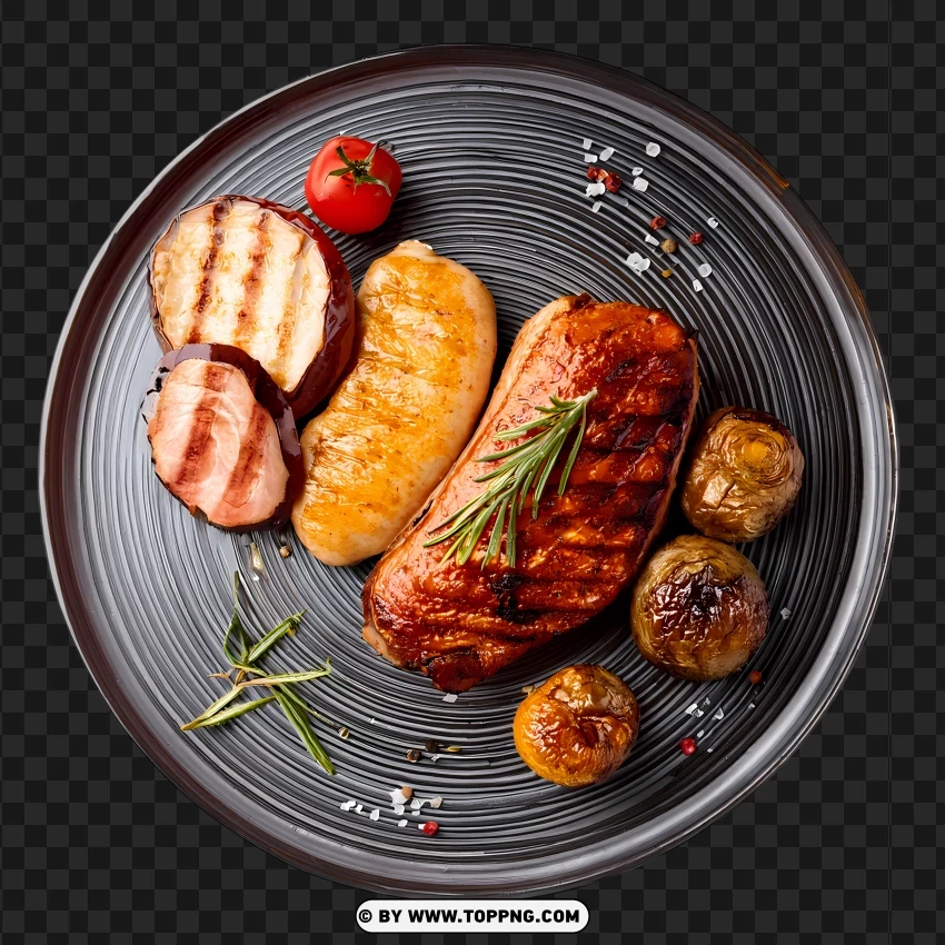 Bbq Meat Plate With Grilled Chicken And Beef PNG Transparent Background