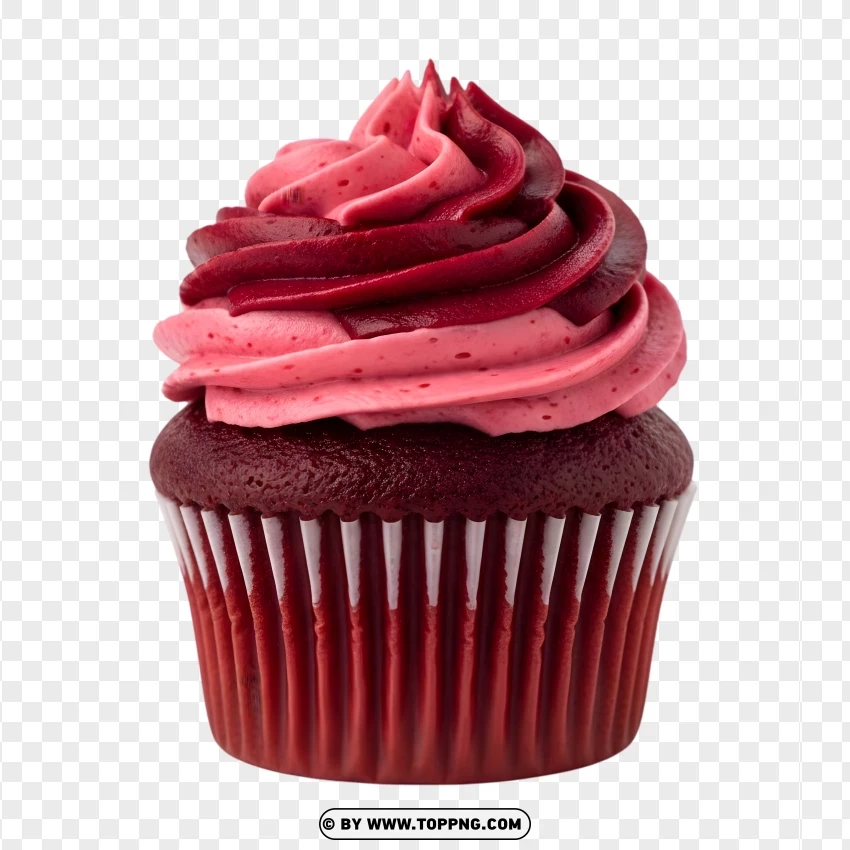 Red Velvet Cupcake With Lollipop Topping PNG Transparent Background