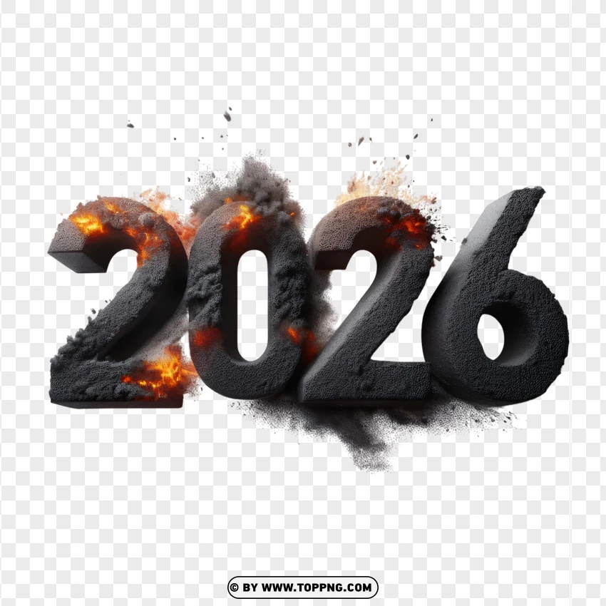 Realistic 2026 Explosion Representing World War Iii With Fire PNG Transparent Background