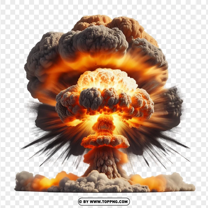 Dynamic Nuclear Explosion With Intense Smoke Effect PNG Transparent Background