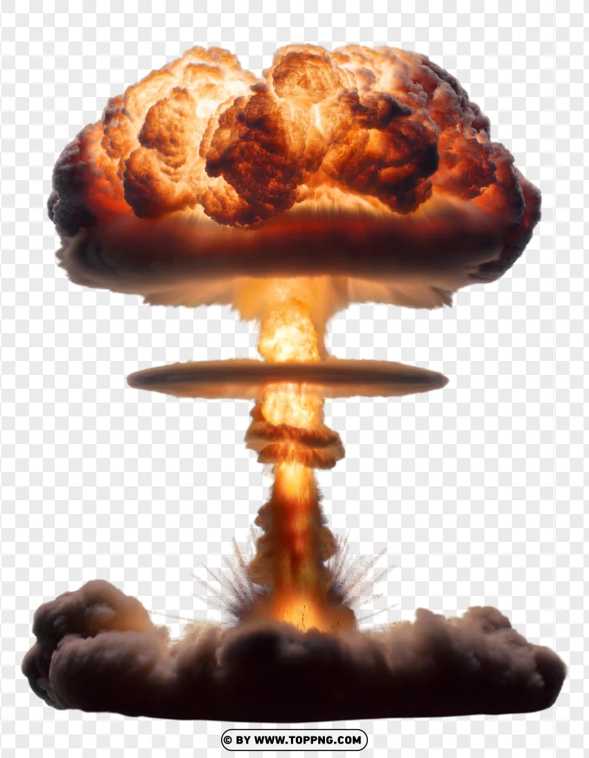 Massive Nuclear Blast With Fiery Mushroom Cloud And Expanding Shockwave PNG Transparent Background