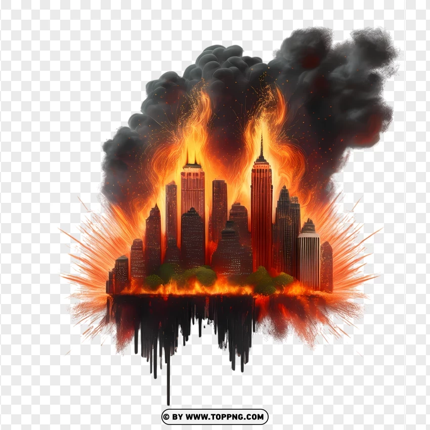 Massive City Fire Disaster PNG Transparent Background