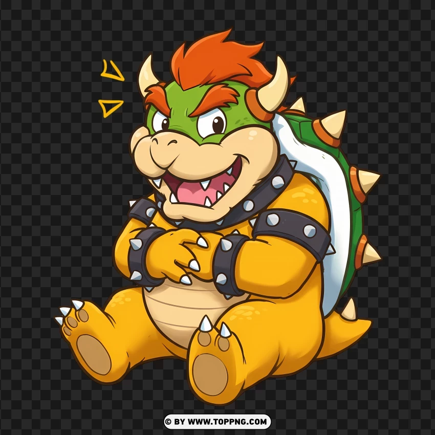 Mischievous Mini Bowser Sitting PNG Transparent Background