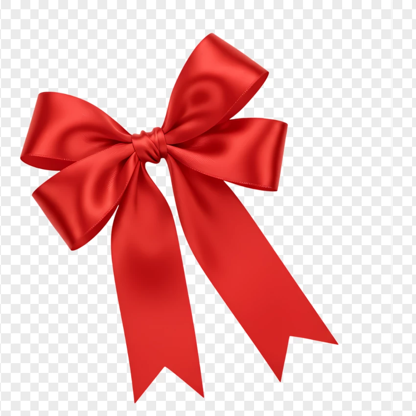 Shiny Red Satin Ribbon Bow With Elegant Style PNG Transparent Background