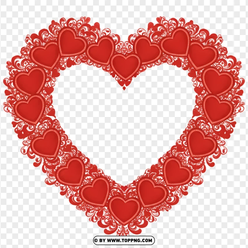 Romantic Heart Border With Small Hearts PNG Transparent Background