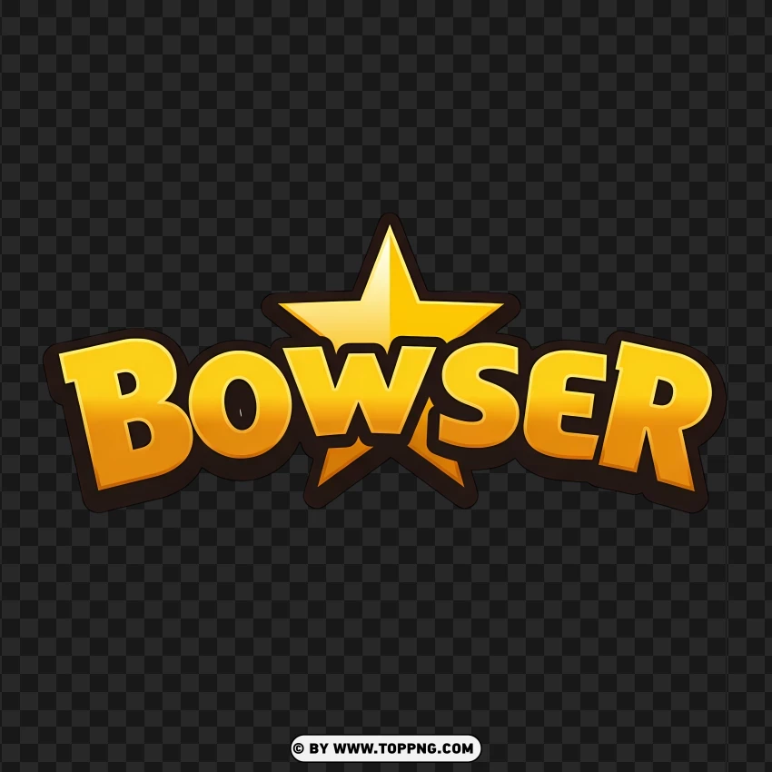 Classic Bowser Text With Star PNG Transparent Background