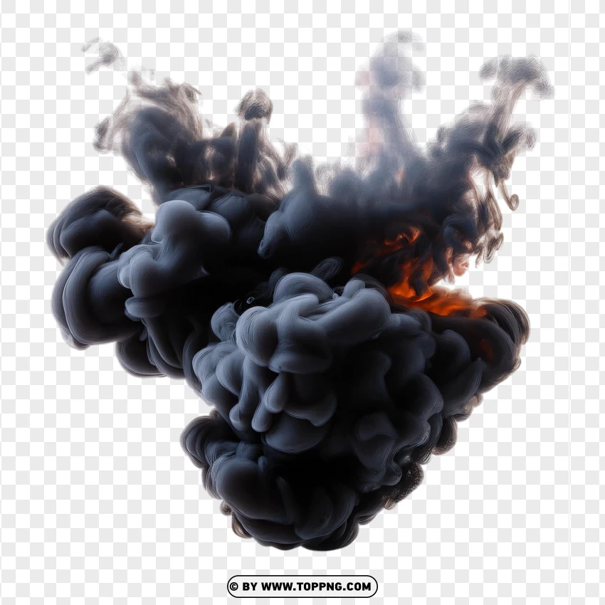 High-quality Black Smoke And Fire Explosion PNG Transparent Background