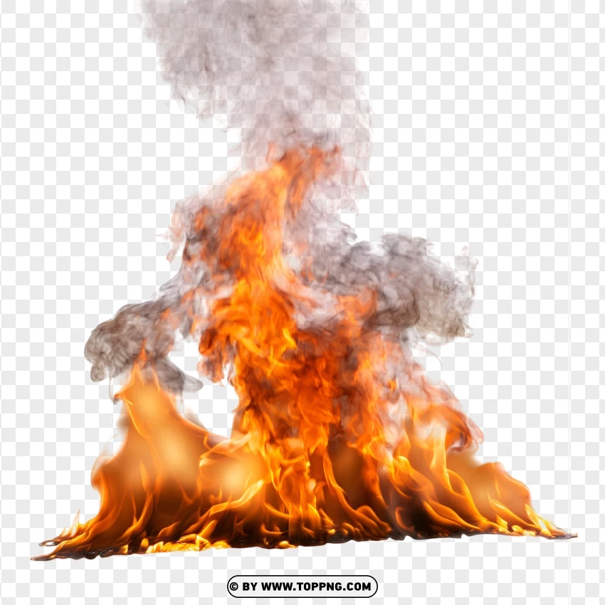 Real Fire With Smoke Image PNG Transparent Background