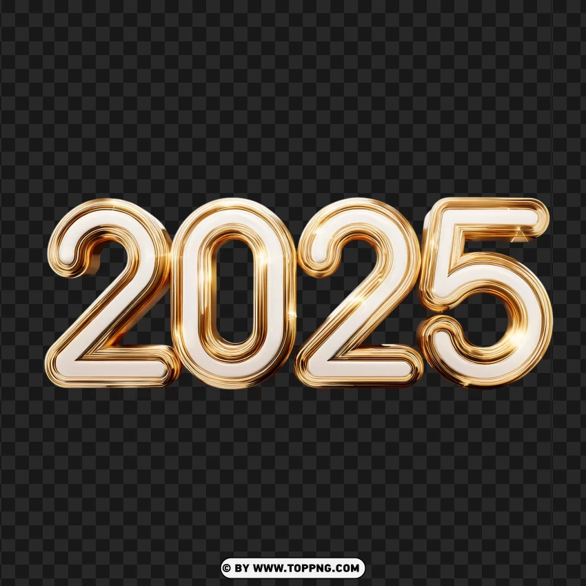 Shiny Gold 2025 Numbers PNG Transparent Background