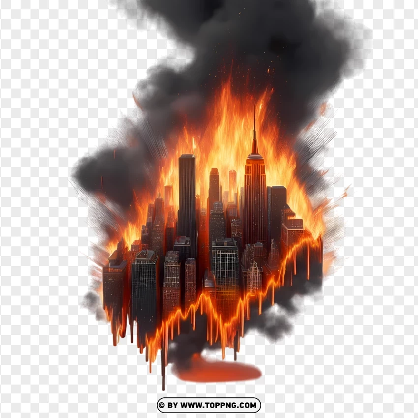 Skyline Fire With Intense Blaze PNG Transparent Background