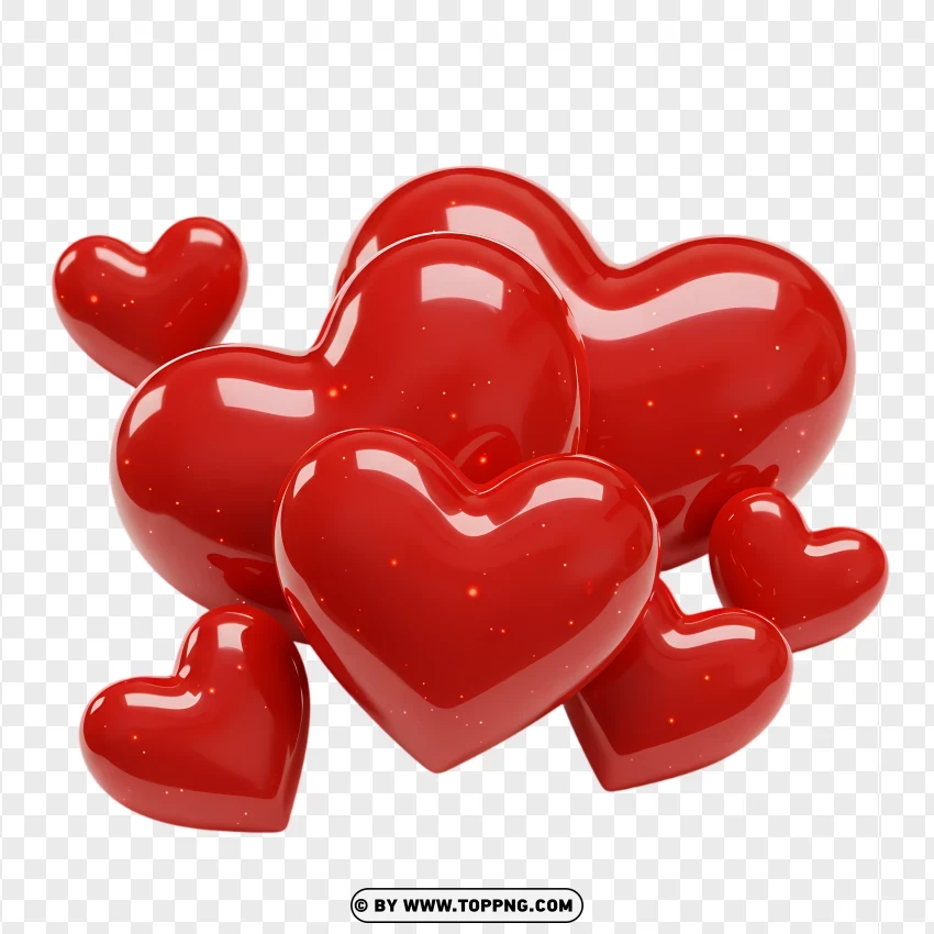 Hd 3d Red Hearts Cluster Valentines Day PNG Transparent Background