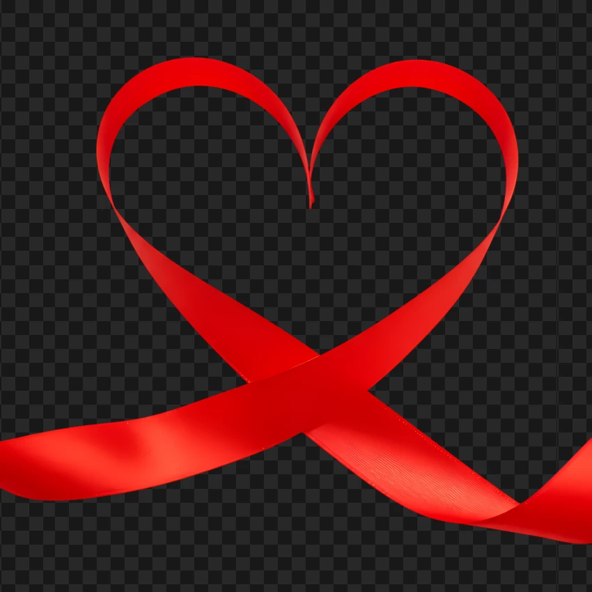 Shiny Red Ribbon Forming A Perfect Heart PNG Transparent Background