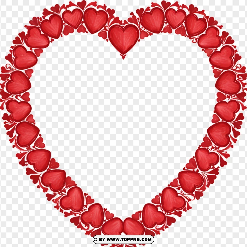 Red Decorative Heart Frame PNG Transparent Background